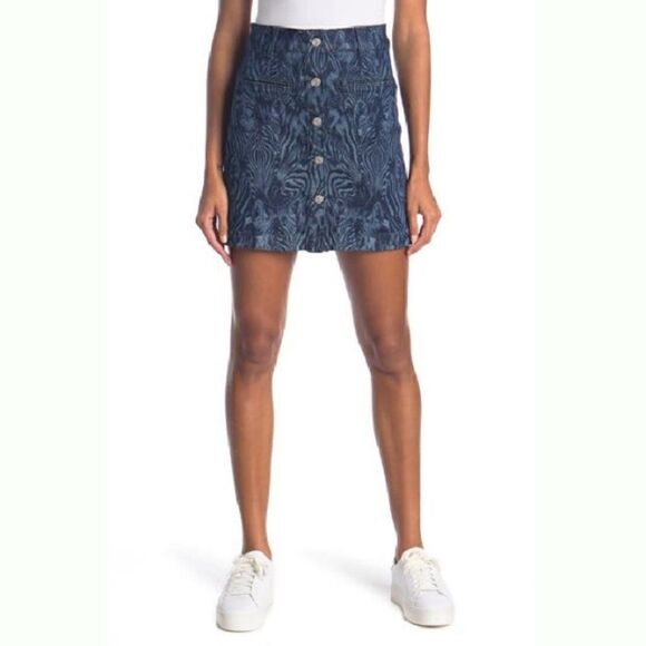 NWT 7 For All Mankind Jean Zebra Print Skirt -27 - Picture 1 of 10